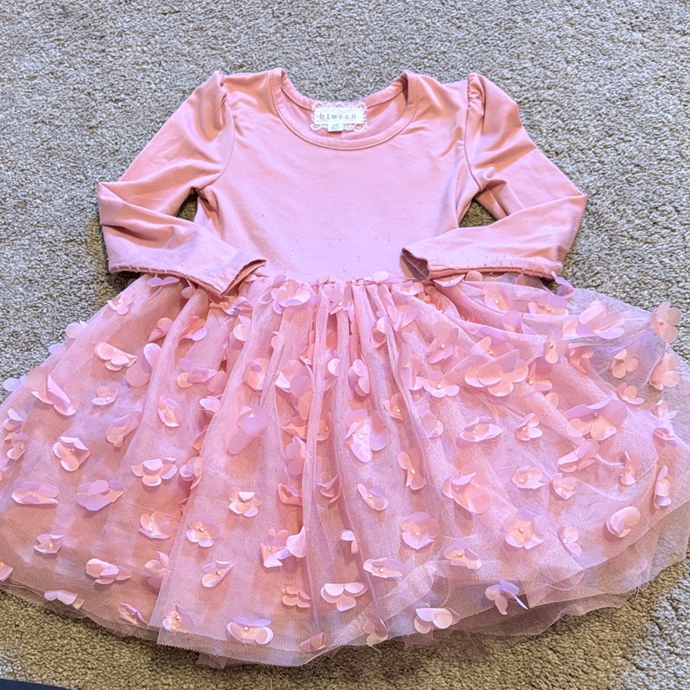 btween Blush Pink Floral Kids Dress